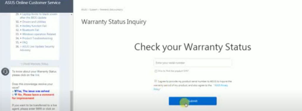 Check Warranty Status of Asus Laptop Online