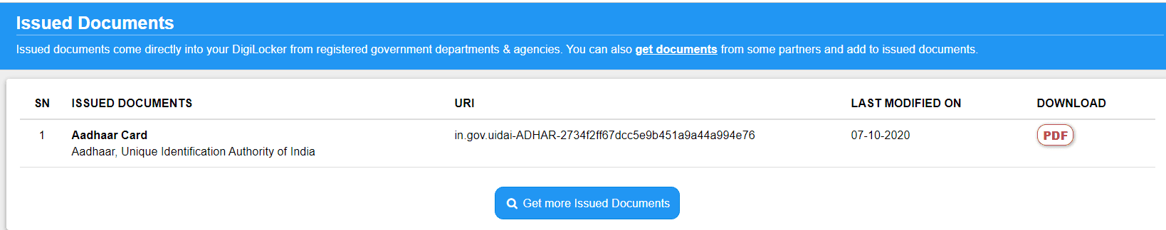 DigiLocker Fetch Issued Documents 