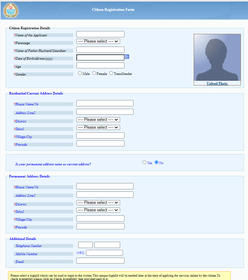 citizen registration form